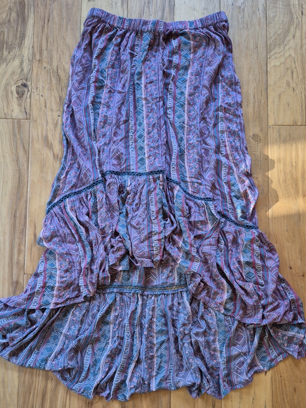 Rock & Roll Cowgirl Blue and Pink Printed Top